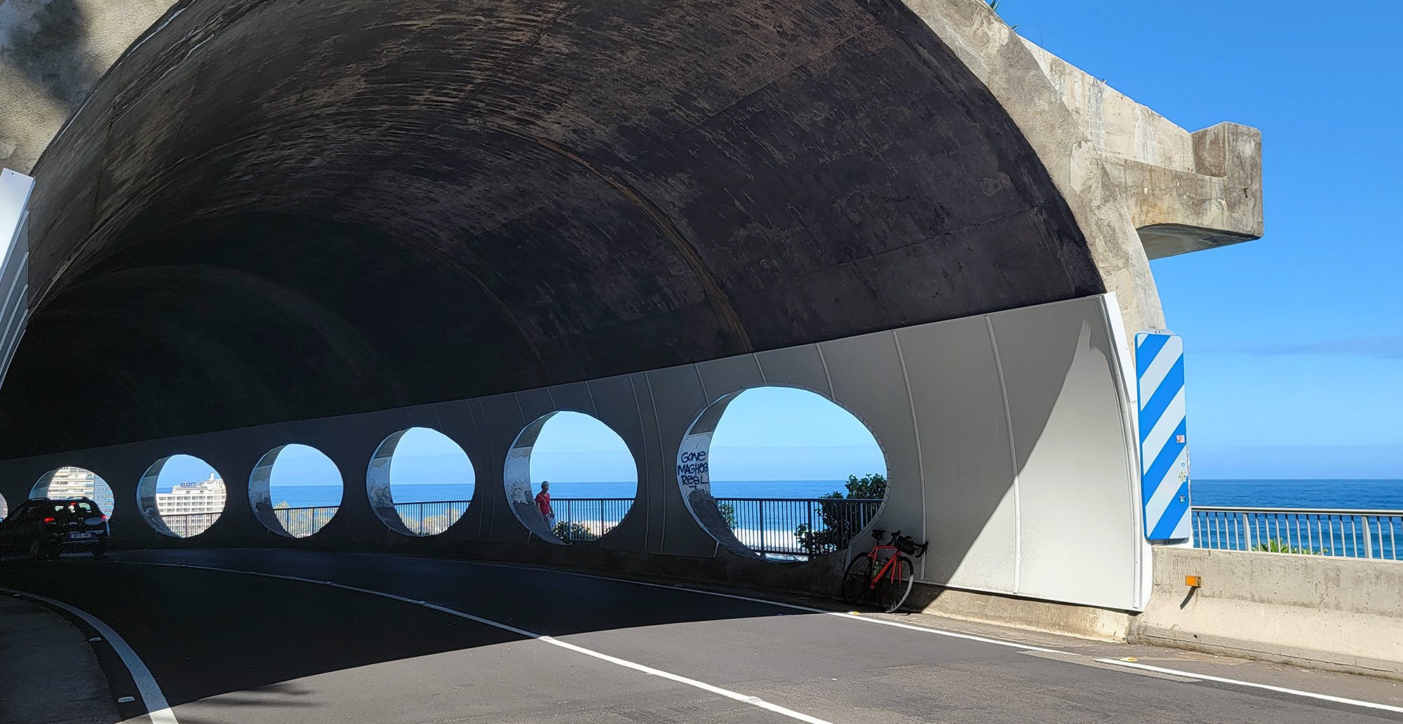 They have these cool half tunnels along the northern roads which let you see the ocean as you drive.