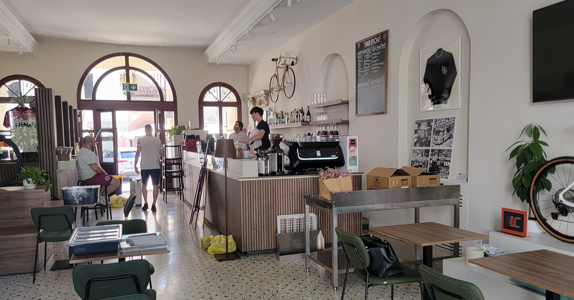 Basso bike shop in town. It's a meeting point for cyclists and they have a 7:30pm wednesday ride and free spaghetti after