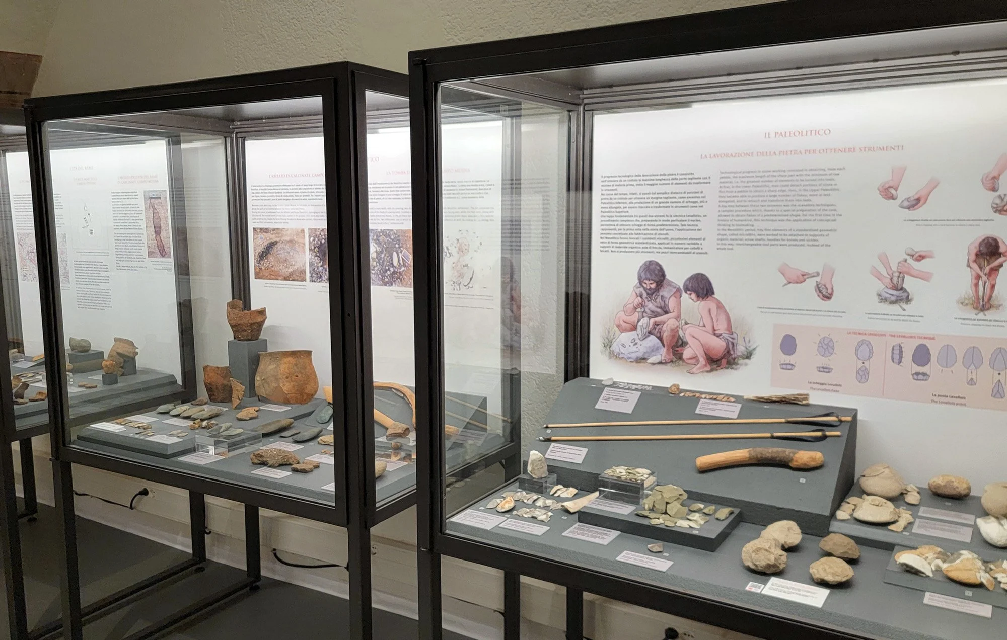 Starts with neolithic. Spearheads, stone tools, arrowheads, fish hooks etc.