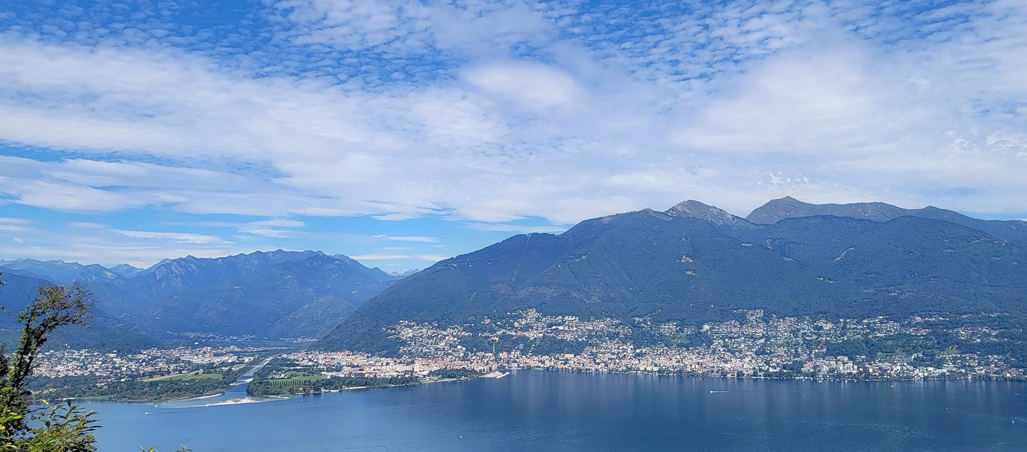 Maggia river emptying into the lake. There's a huge damn above it as well
