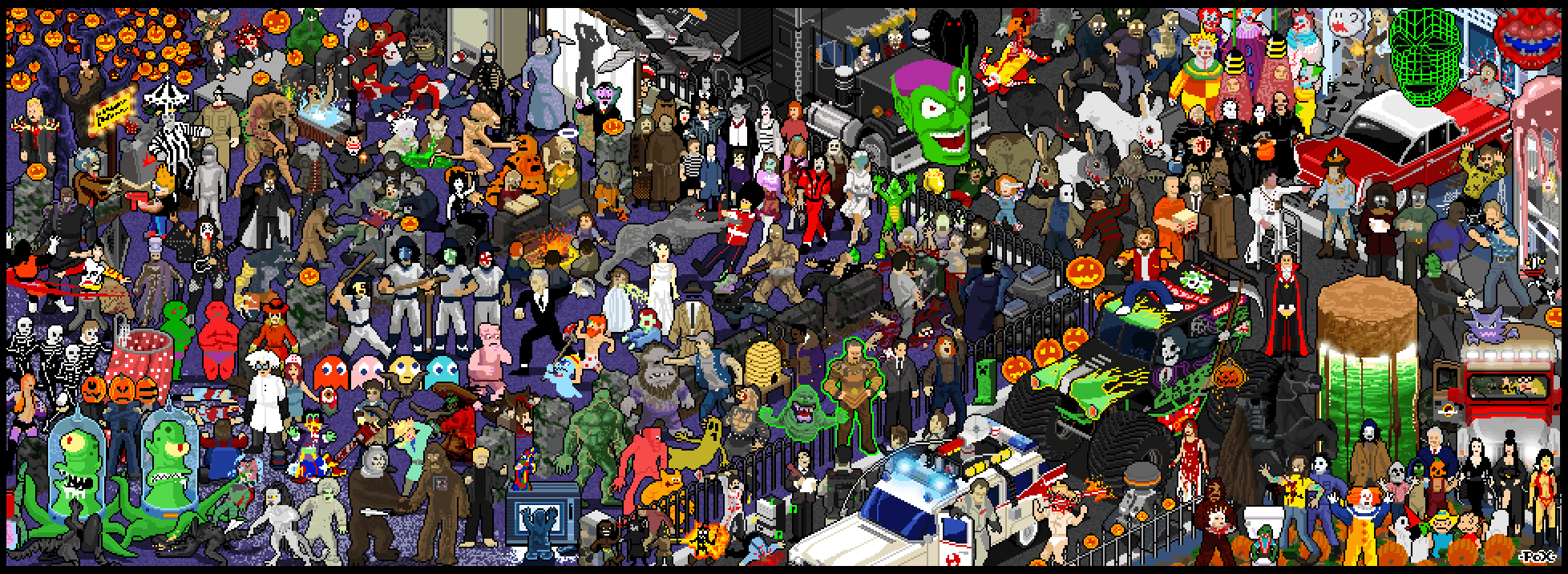 Halloween themed pixel poster made with I-Mockery