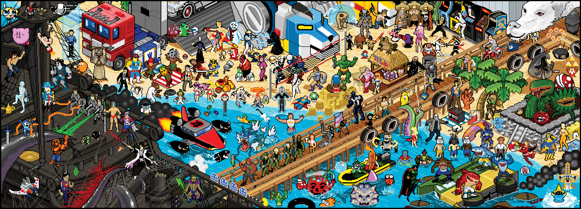 Giant beach theme pixel banner. Worked on with I-Mockery.