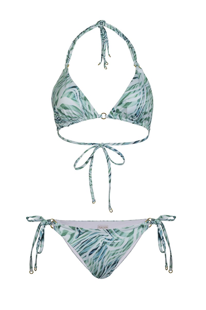 Paola Triangle Bikini Set in Green Print — In Capri Swim