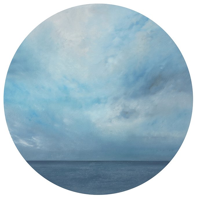East Nine, Oil, Moulding Paste and Pumice on Wooden Panel, 2021, 60 cm across