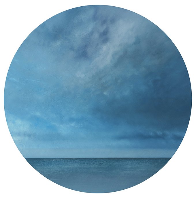 East Seven, Oil, Moulding Paste and Pumice on Wooden Panel, 2021, 60 cm across