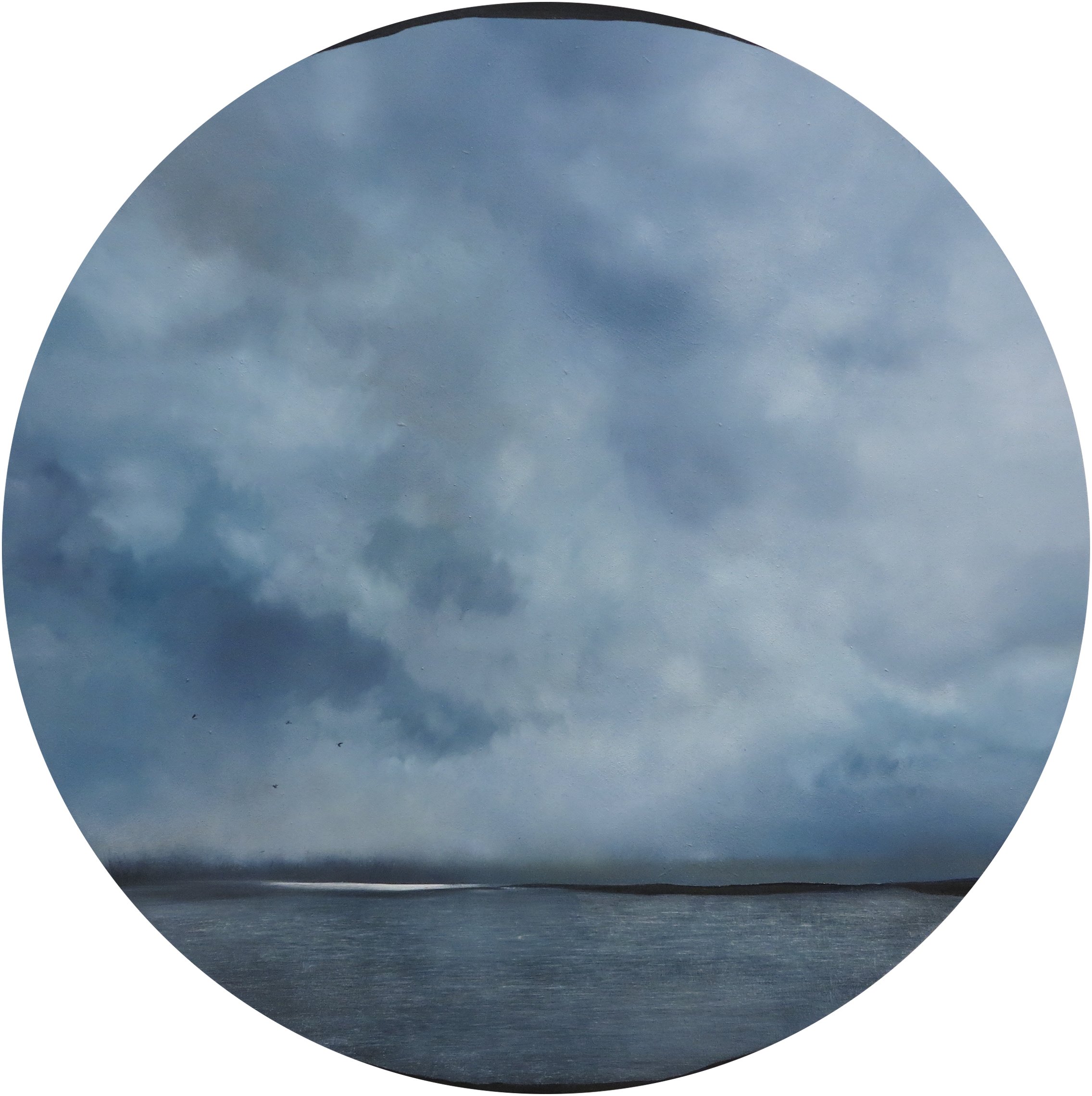 Dramatic Clouds Thirteen, Oil, Moulding Paste and Pumice on Wooden Panel, 2018, 60 cm across