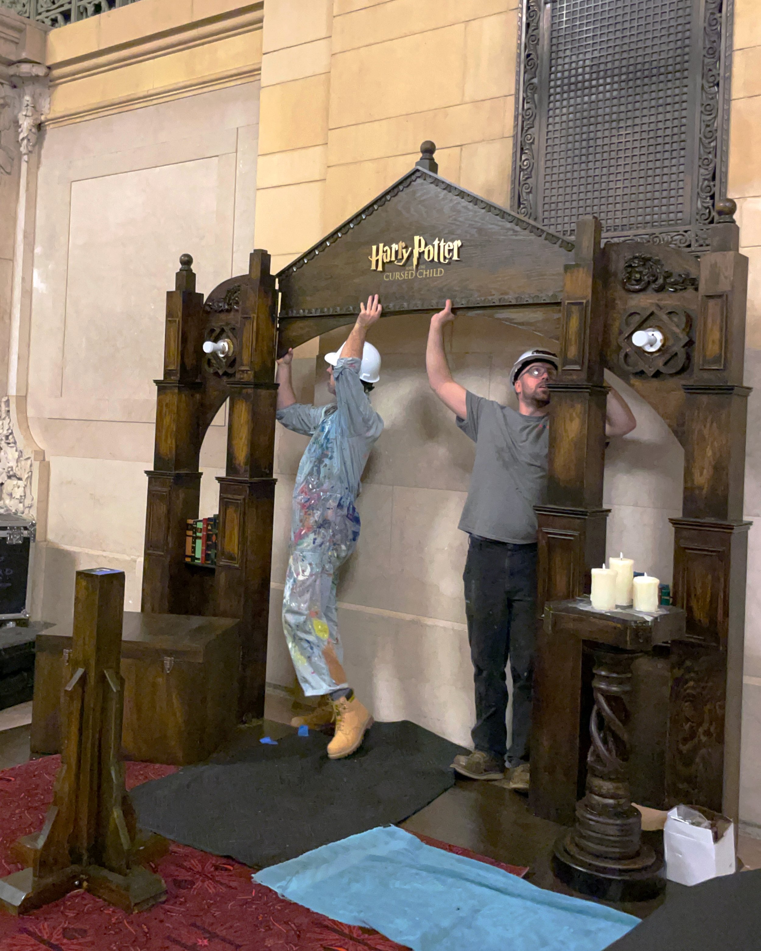 Behind the scenes of the construction of the "Harry Potter and The Cursed Child" photo booth for Grand Central station NYC.
