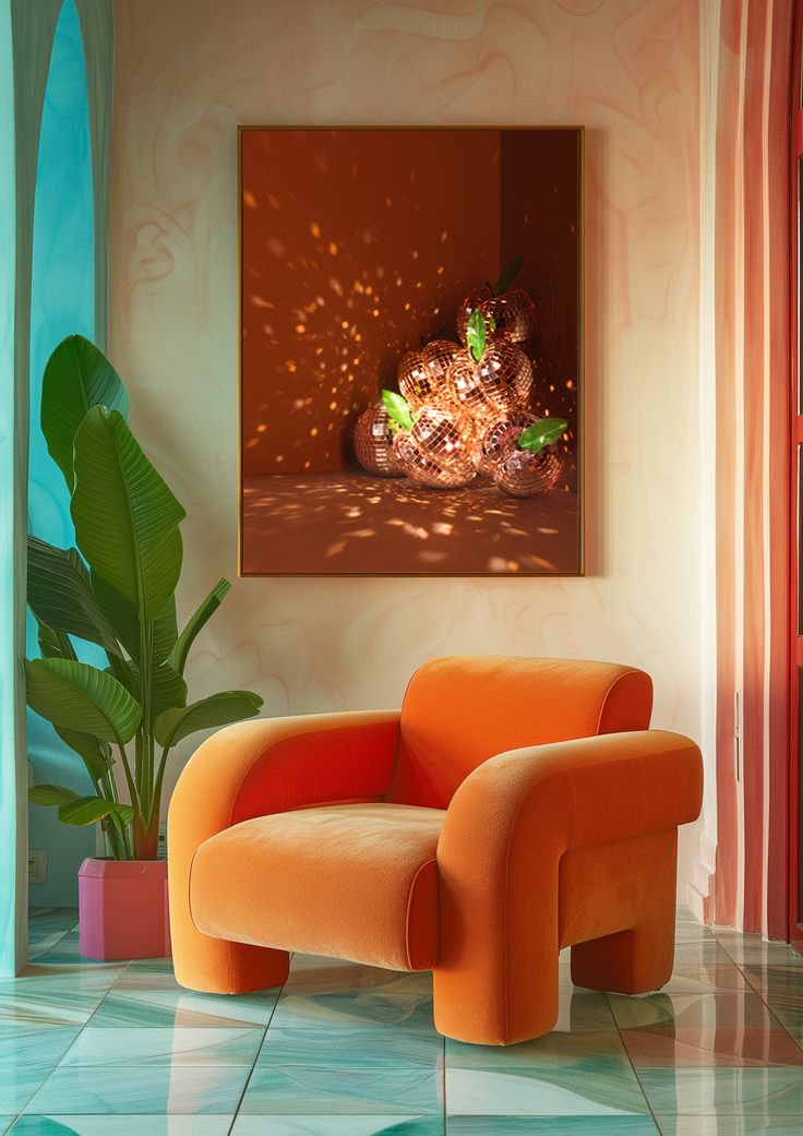 Disco Peach Party Print Image for Sale | Sizemore Color Studios