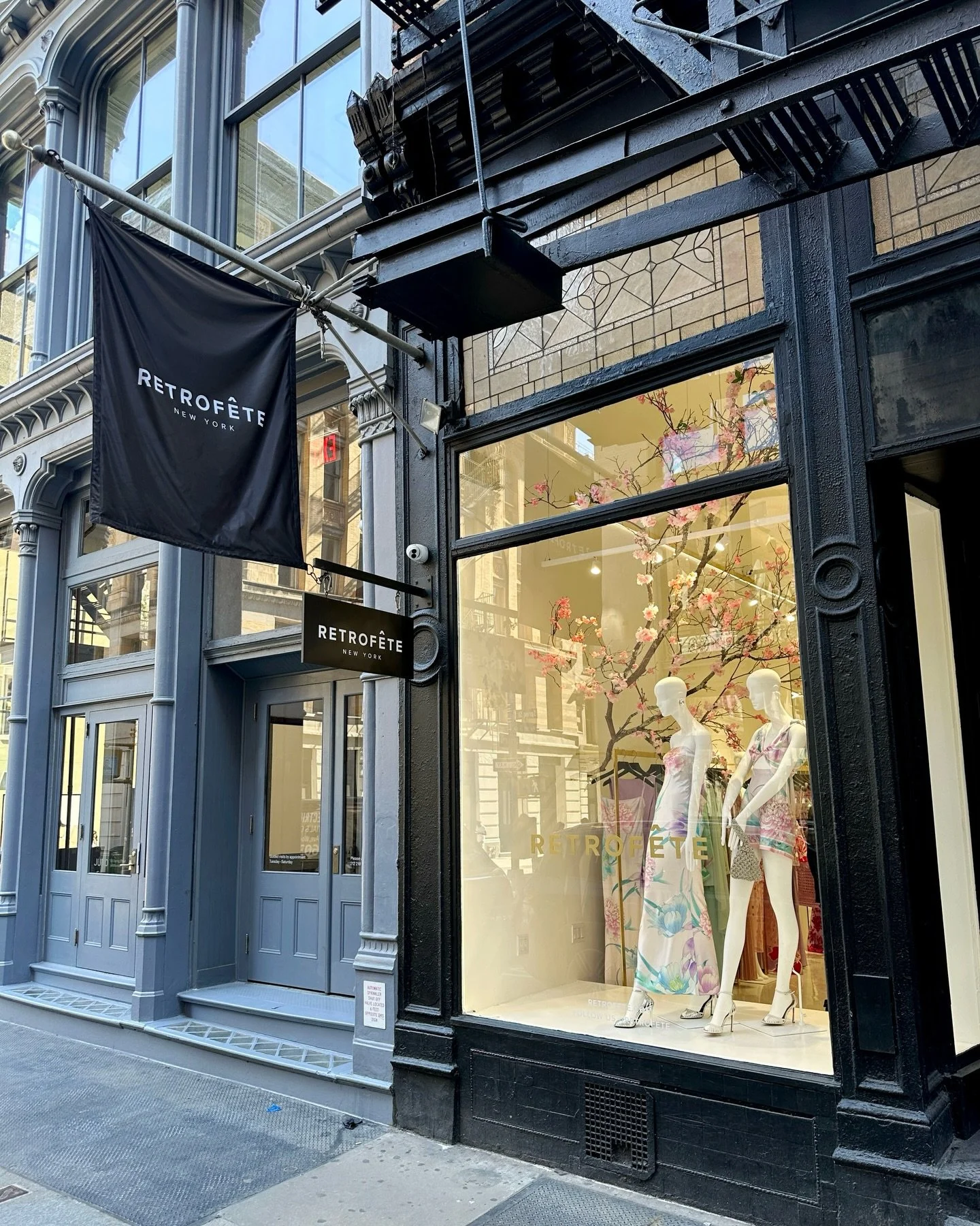 Real branches are fused together to create the feeling of walking beneath a tree in bloom. Soft florals are individually placed by hand, resulting in an airy, dreamy, and romantic take on spring. Visit Retrof&ecirc;te on Spring Street in SoHo to expe