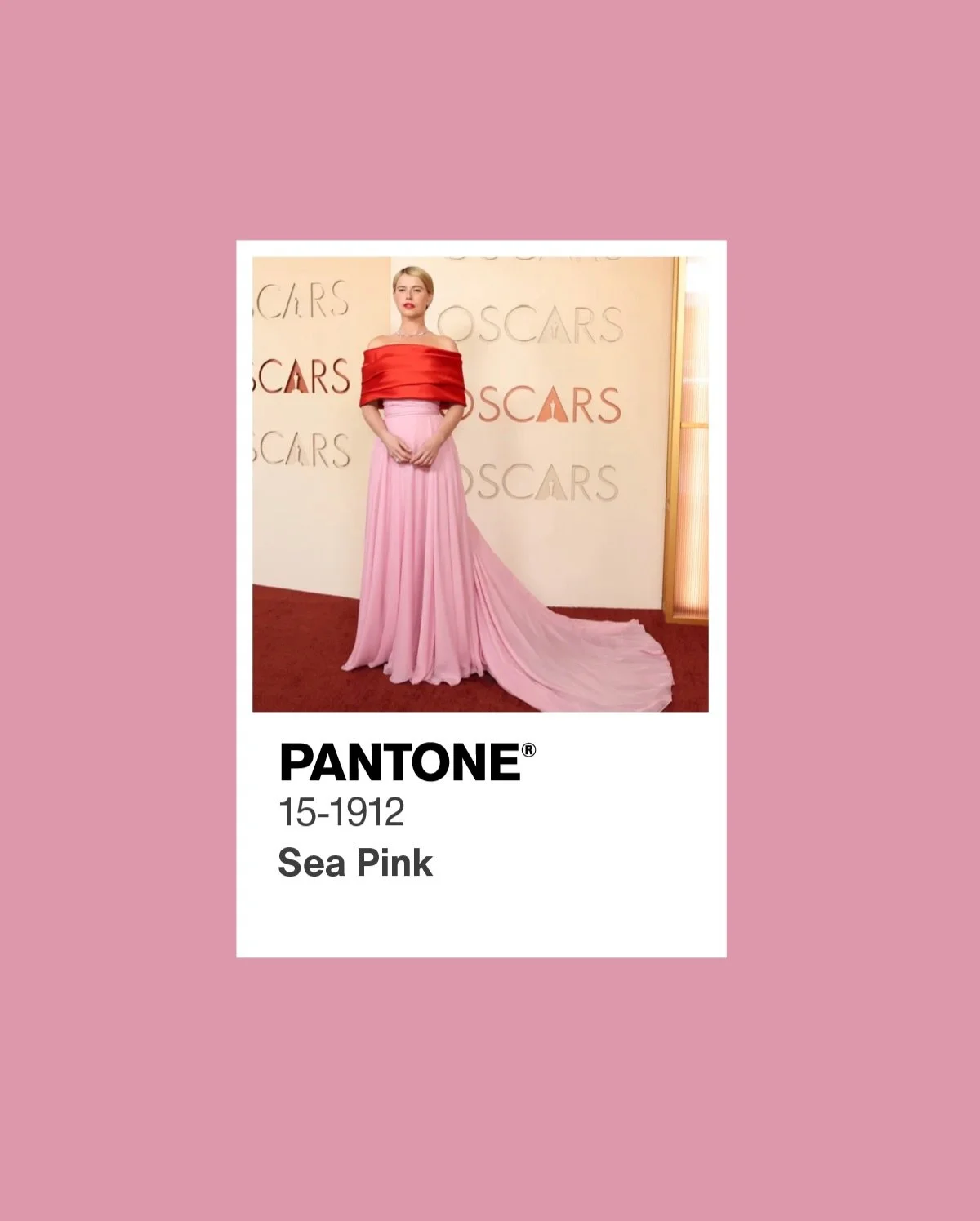 1 of 3 -- Red carpet color recap from the 2026 Oscars.  Images from Getty Images.  Color matching by #sizemorecolorstudios.  #AcademyAwards #AcademyAwardsRedCarpet #colormatching RedCarpetColorReport