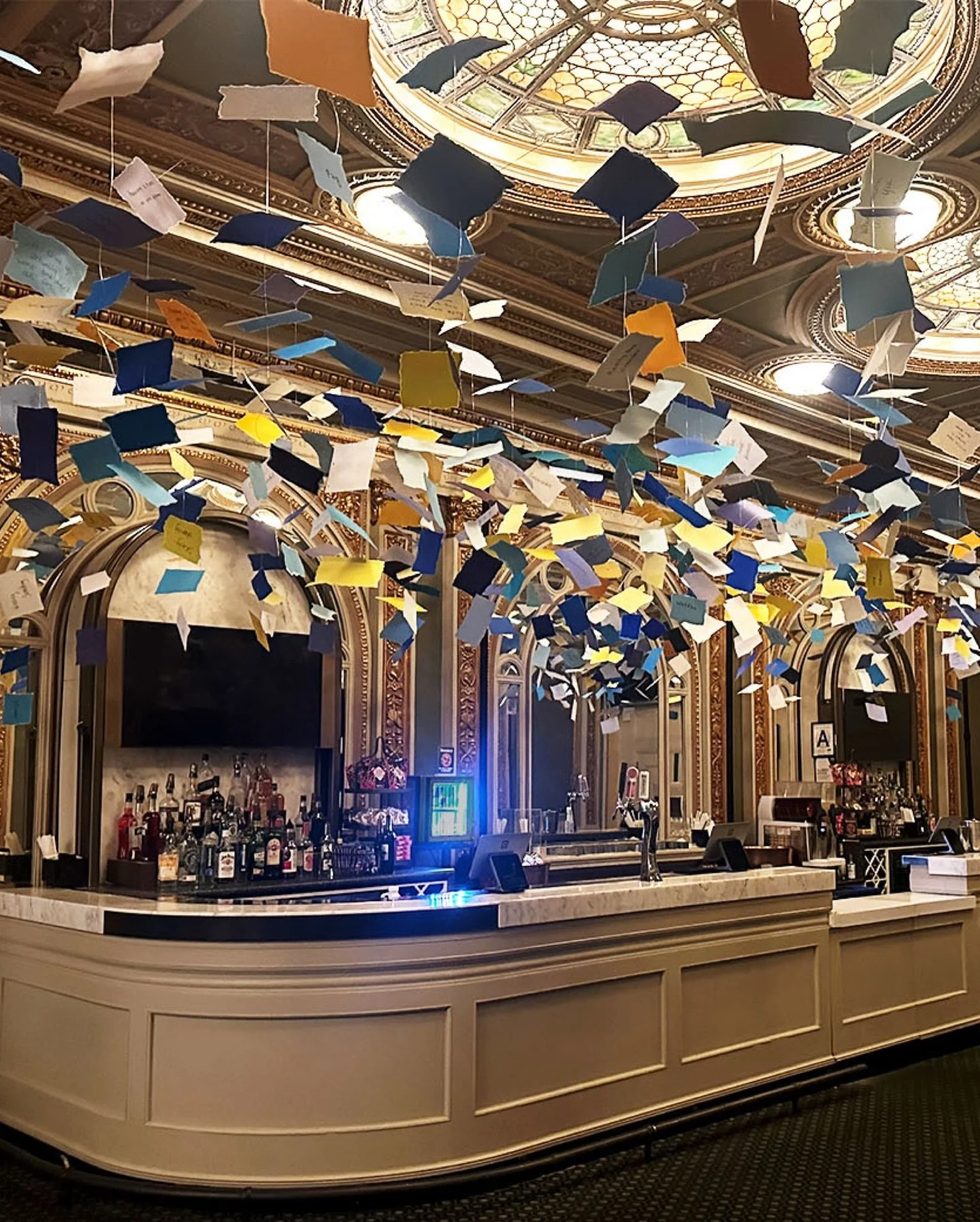 In collaboration with @aka_nyc, we brought the marketing campaign for Every Brilliant Thing on Broadway to life through an immersive lobby ceiling installation. Designed to reflect the spirit of the show, the installation features hundreds of &ldquo;