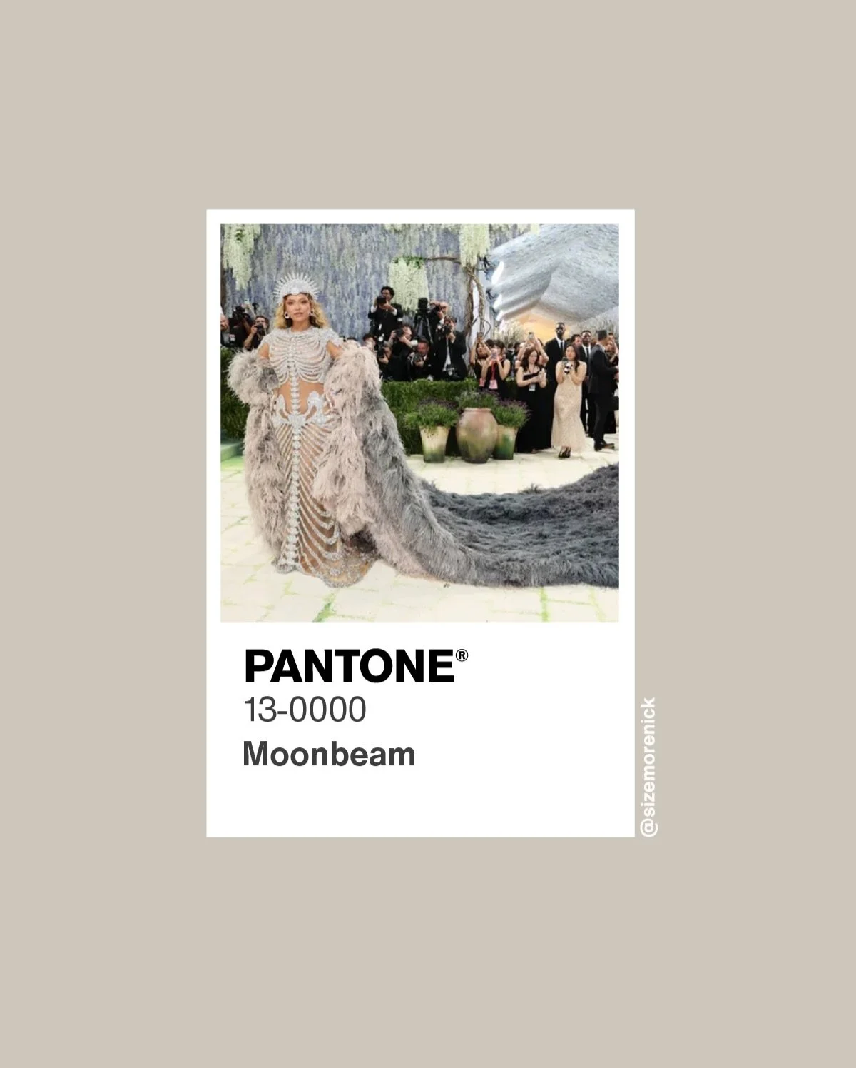 1 of 3 -- Red carpet color recap from the 2026 Met Gala.  Images from Getty Images.  Color matching by #sizemorecolorstudios.  #FirstMondayinMay #MetGala #MetGalaRedCarpet #colormatching