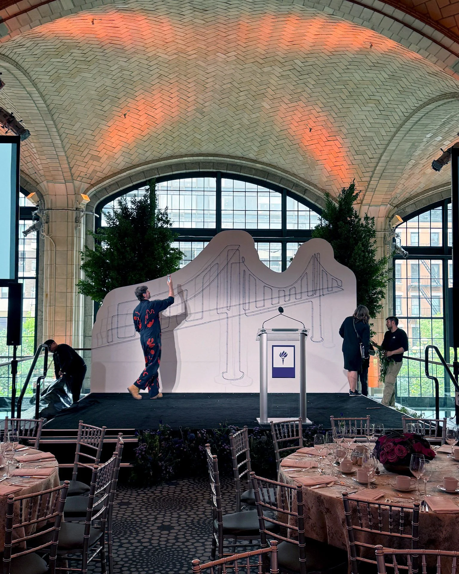 A view of the wall from the dining hall. 