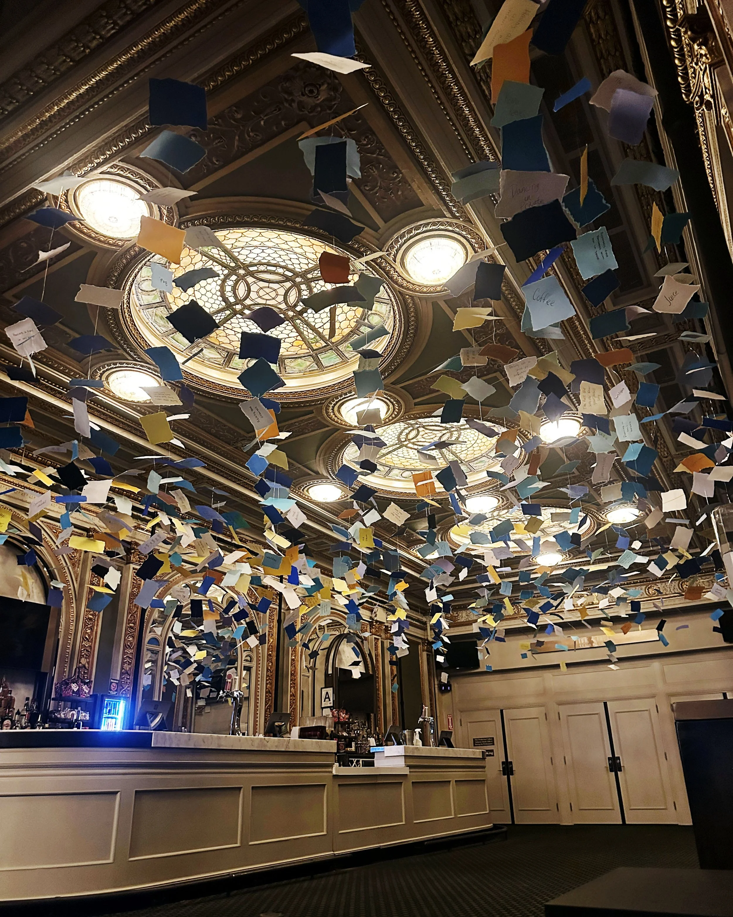 Popular Hudson Theater lobby Custom paper garland installation