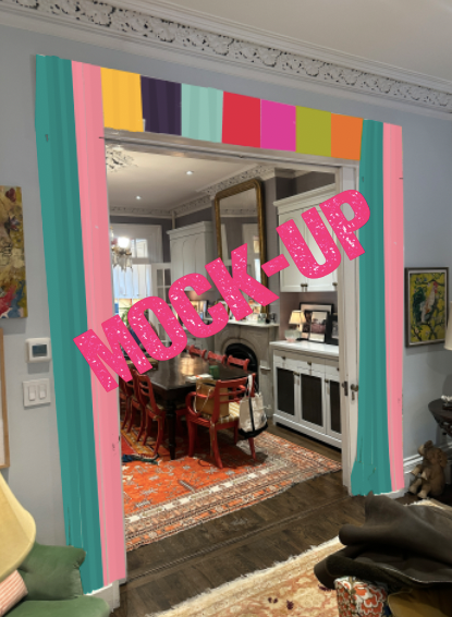 Mock up of front hallway garland