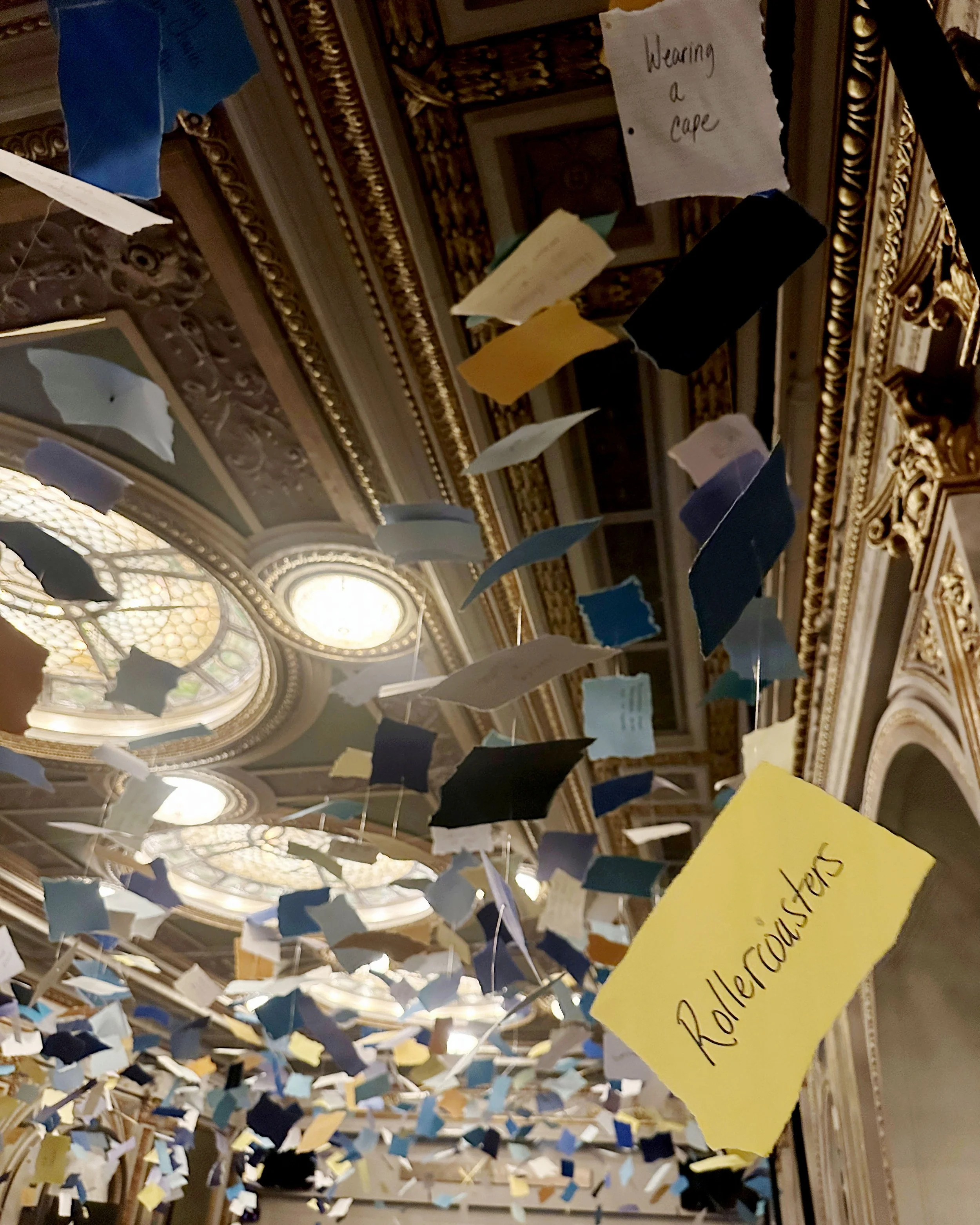 Custom written paper garland instillation for New York's Every Brilliant Thing