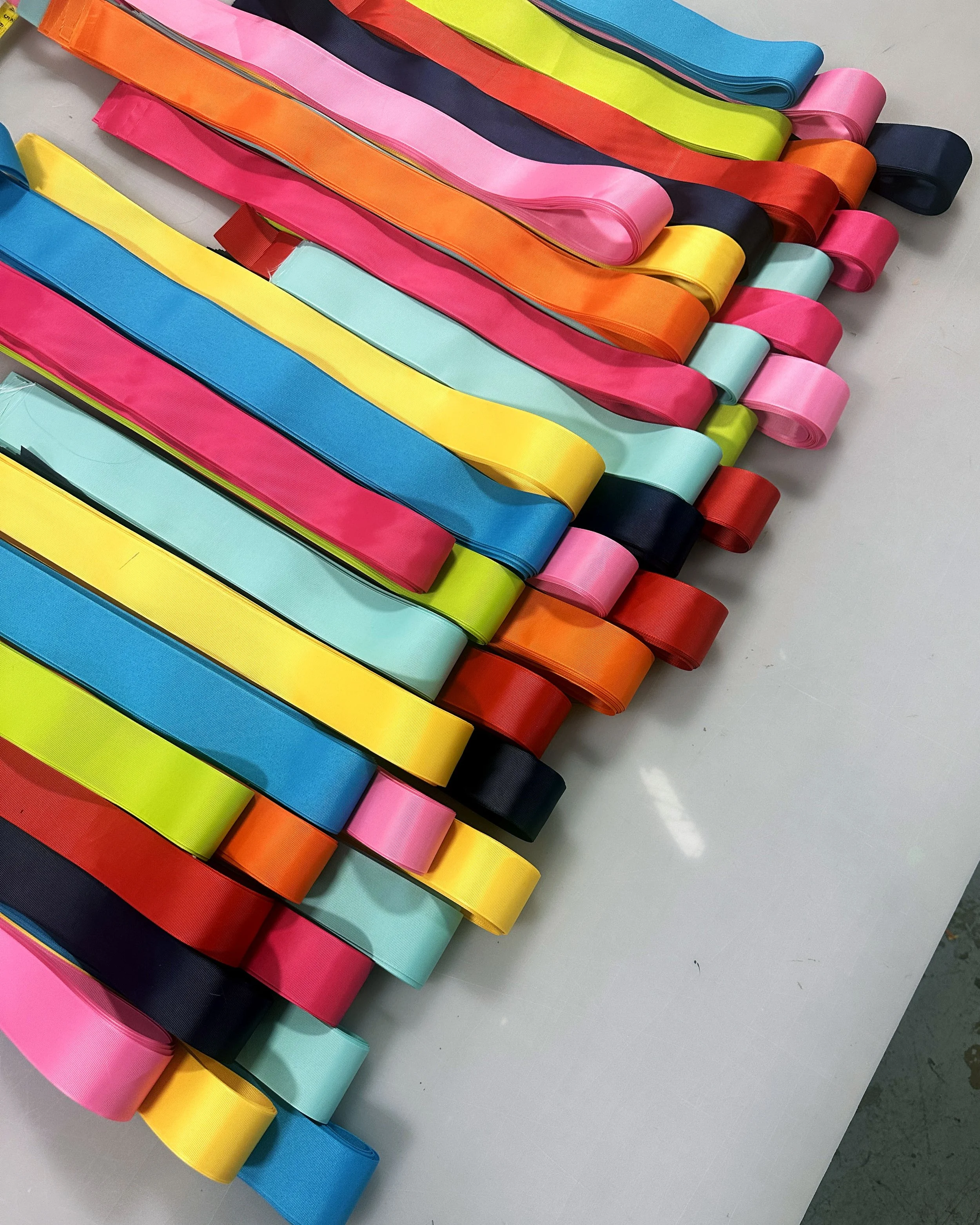 Multi colored ribbon for hallway display 