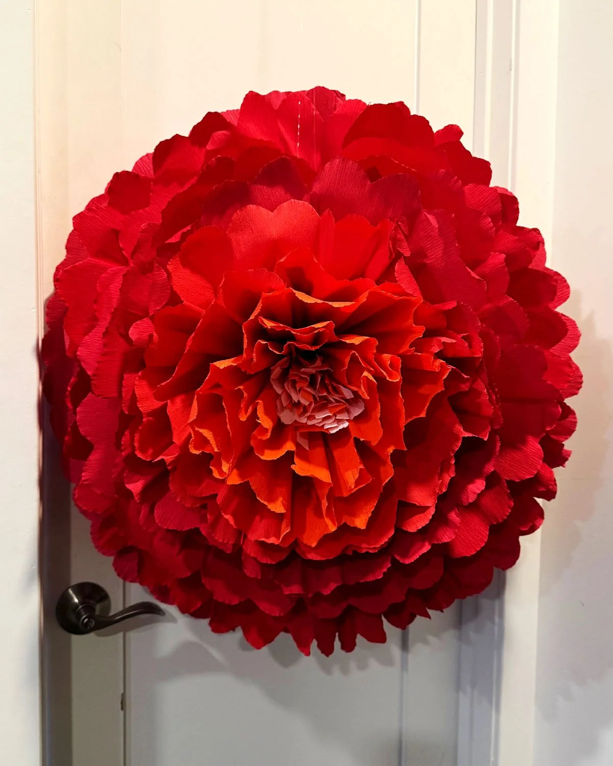 Oversized red crepe flower