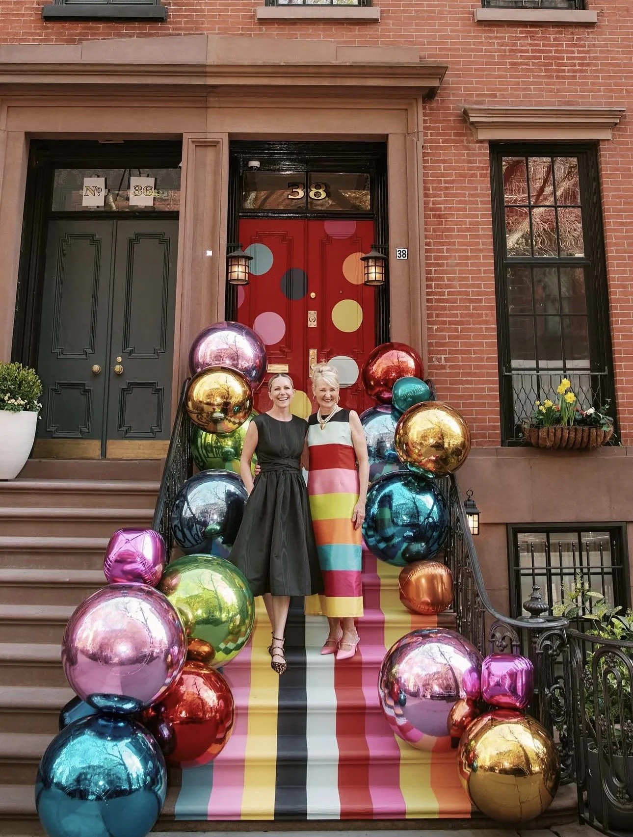 Front vinyl stairs with metallic with for  Frances Valentine X Atlantic Pacific Collaboration Launch Party