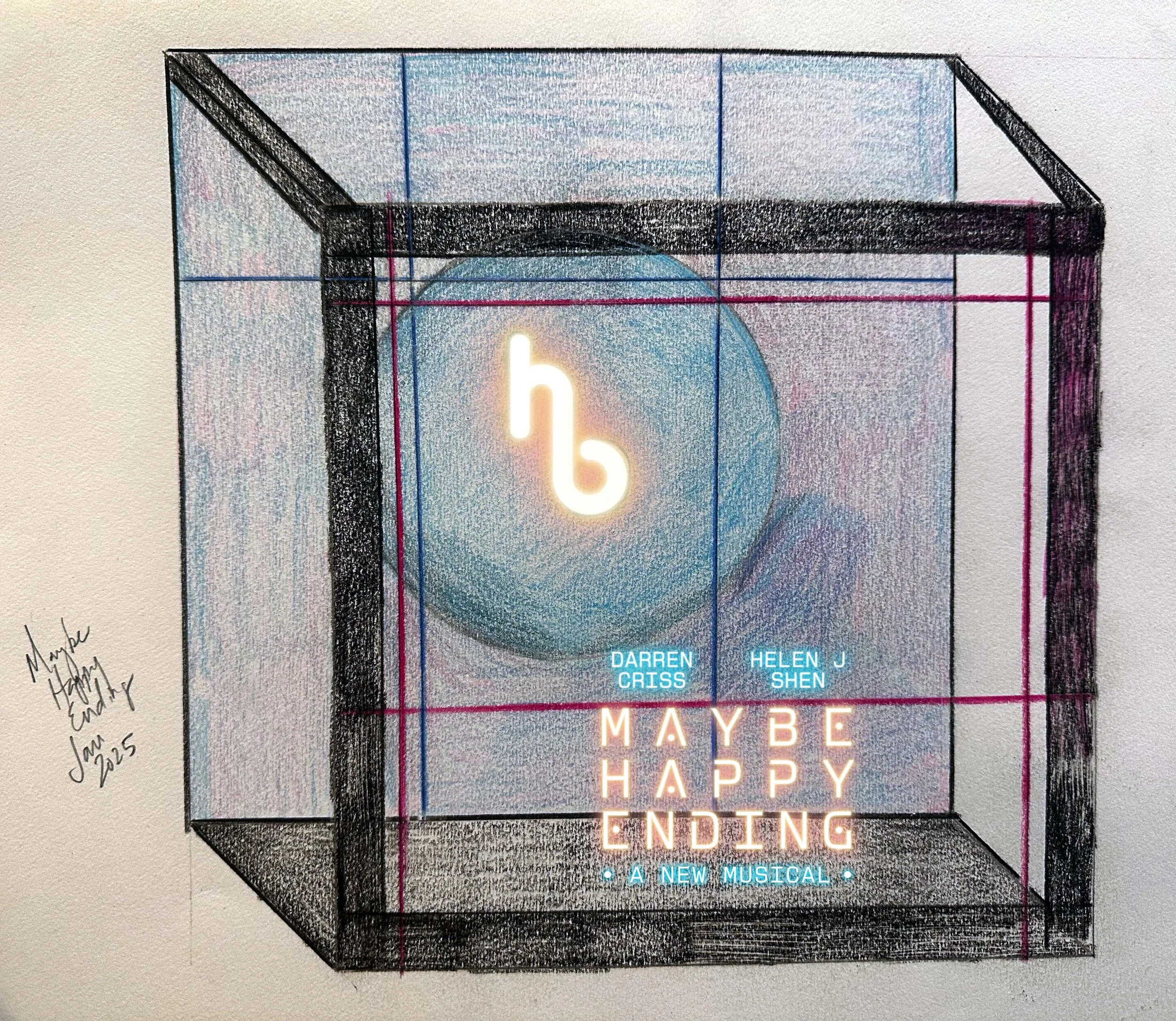 Hand sketched photbooth design for Maybe Happy Ending