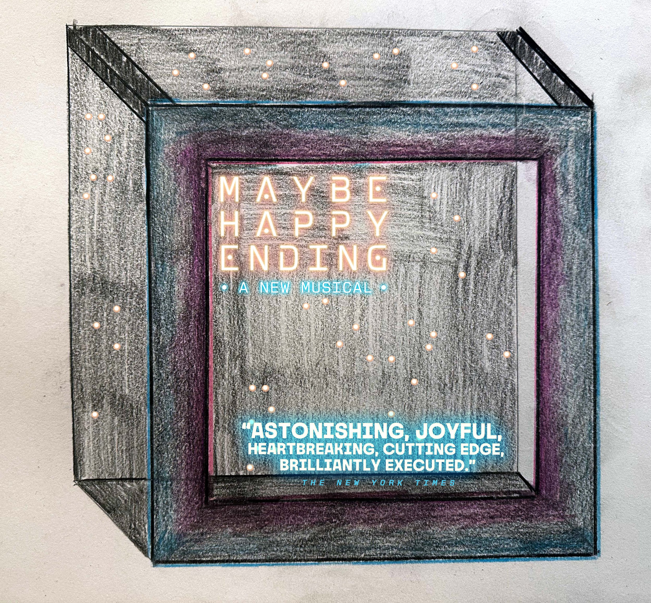 Maybe Happy Ending on Broadway - Hand Sketched Photobooth Design 