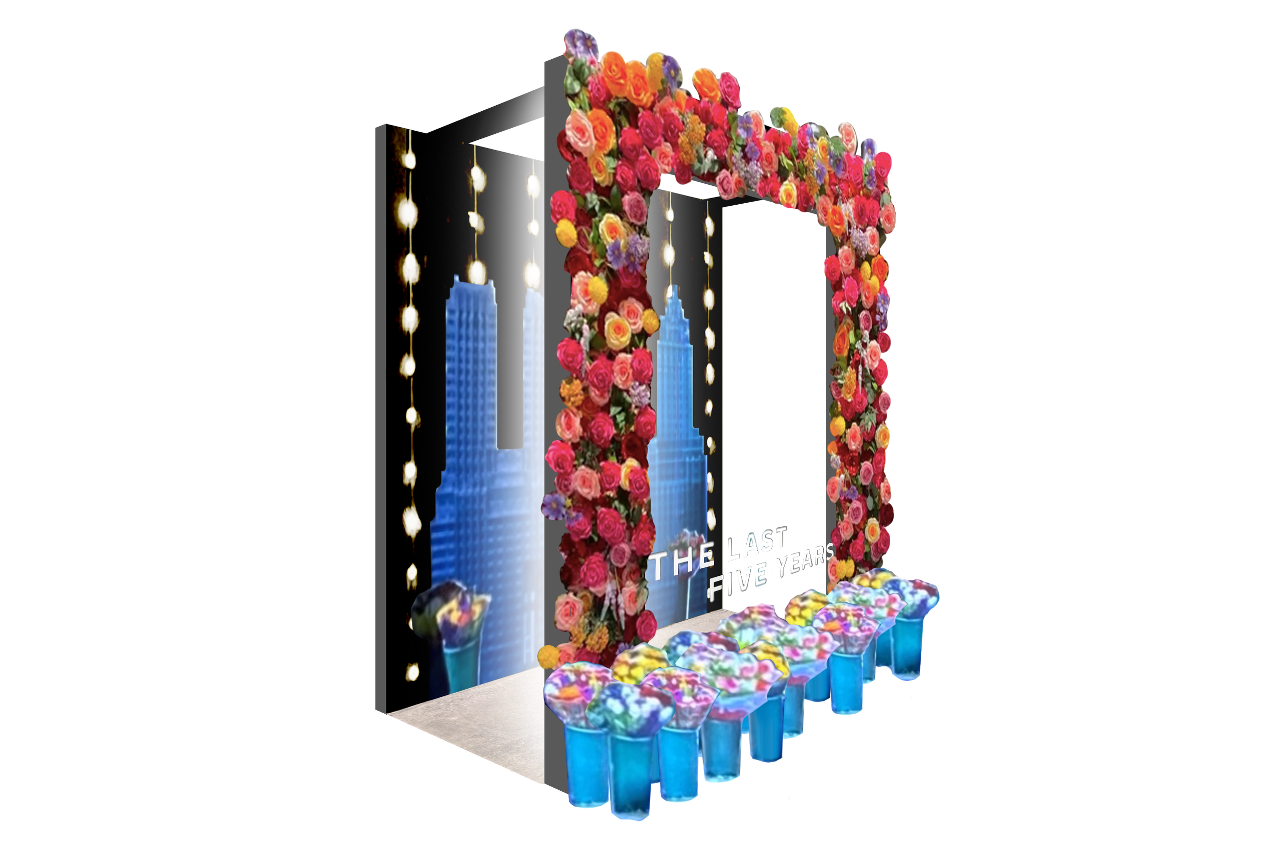 Flower Shop Concept for a Photobooth for Broadway Play 5 Years Later 