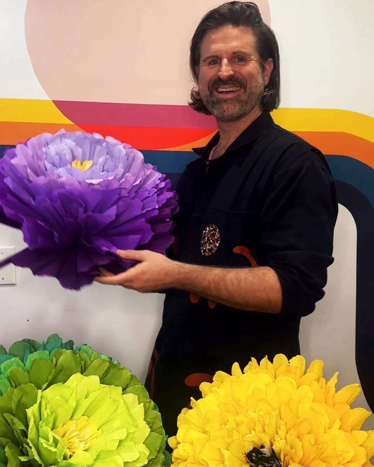 Purple handmade crepe flower