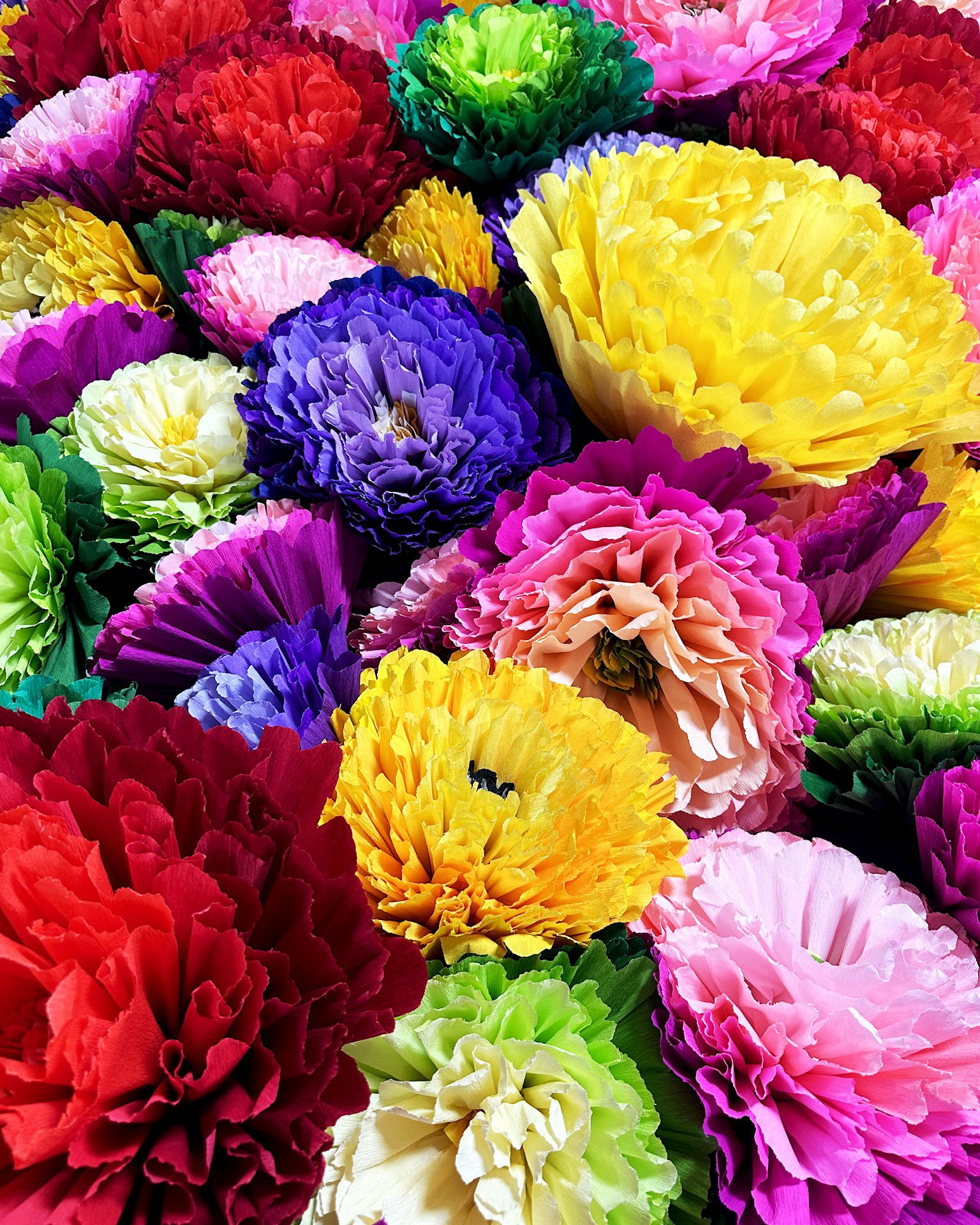 Colorful layered crepe flowers 