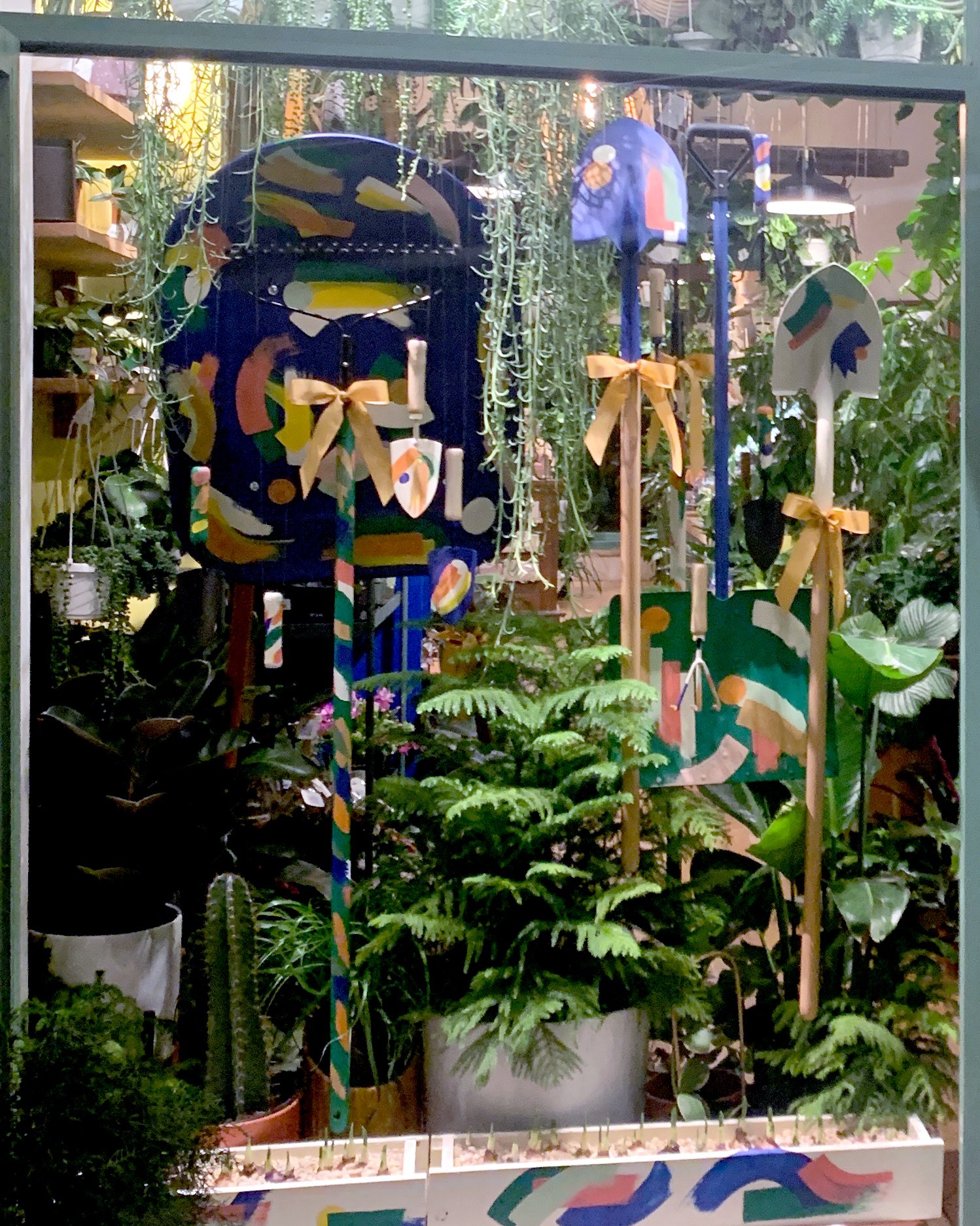 Tend Greenpoint Brooklyn NY Nick Sizemore Color Studios Window Design Painted Lawn Tools Holiday Window 2022 Christmas Windows 2022