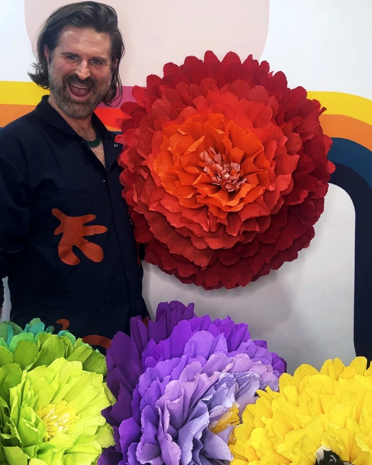 Big red crepe flowers