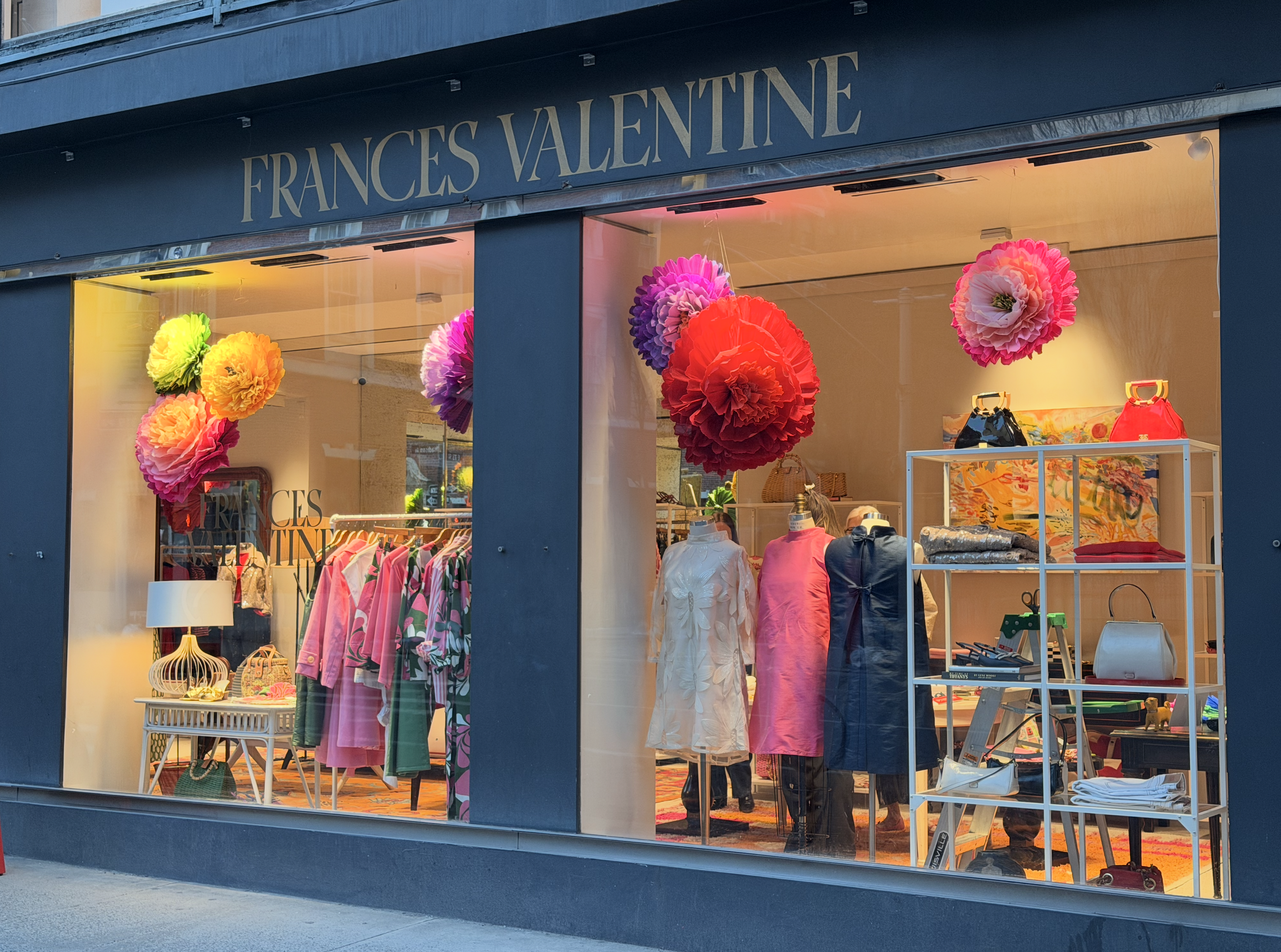 Frances Valentine Window on Madison AVenue - Crepe Flowers made by hand by Nick Sizemore