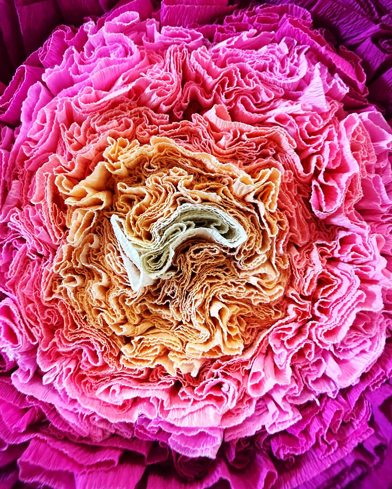 Layered middle of crepe flowers