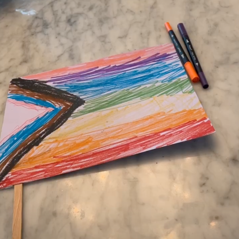 Coloring a rainbow LGBTQ flag
