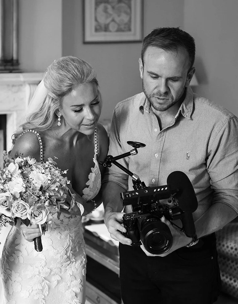 Jamie Glass with a Bride filming her day at Dunboyne Castle at Christmas.