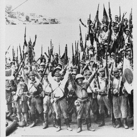 Depicted is a group of Japanese soldiers celebrating their victory after British surrender, eight decades ago. Never did they know, that in a short span of 42 months, they would be wiped out and the British would return. 80 years on, what lessons hav