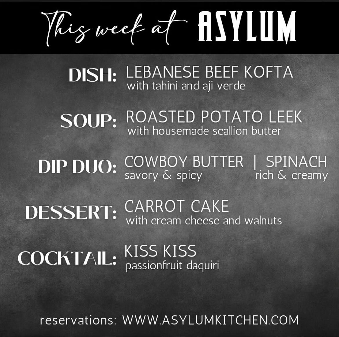This week at @asylumkitchen, check out some new specials. 🍴🍸

#factoryatcolumbia #eatlocal #drinks #tapas #fusionfood #tapasbar #columbiatn #maurycountytn #smallbusiness #localeats