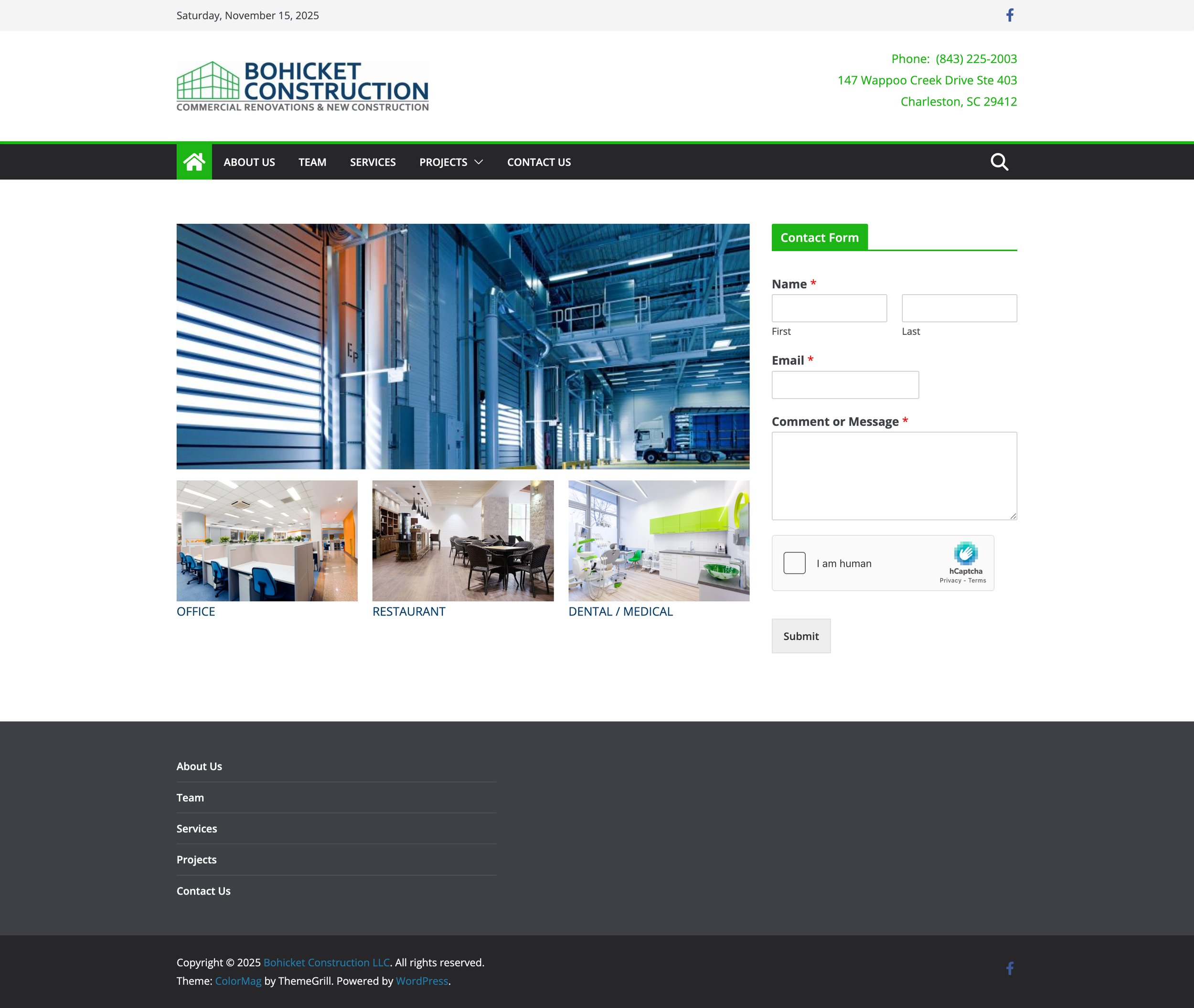 Construction company website before revamp by Up in a Day