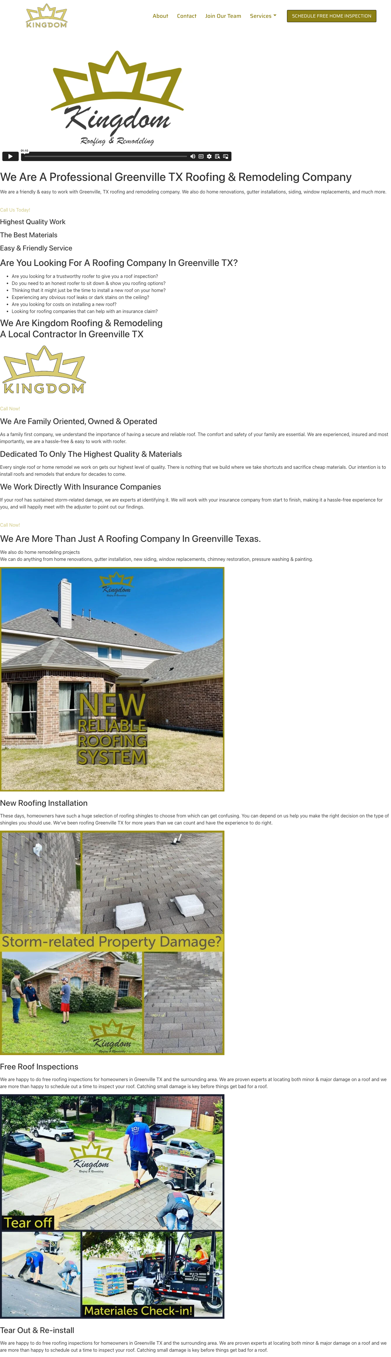 Before the website revamp of Up in a Day for a roofing and remodeling company in Dallas, Texas.