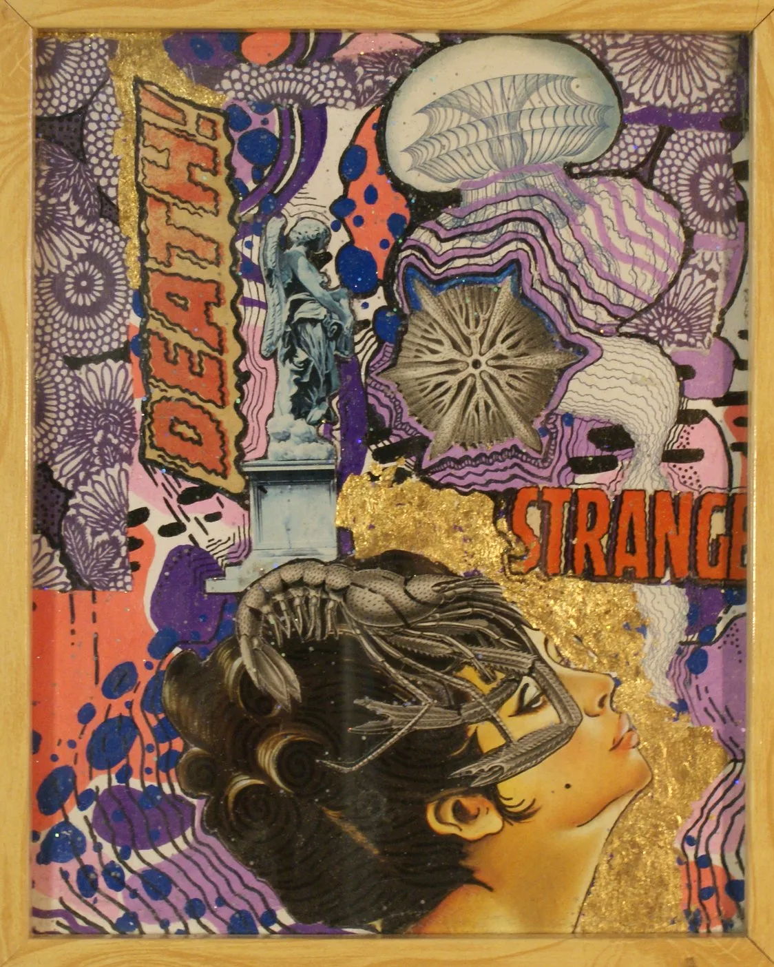 Strange Death,
2023,
Mixed media collage on panel