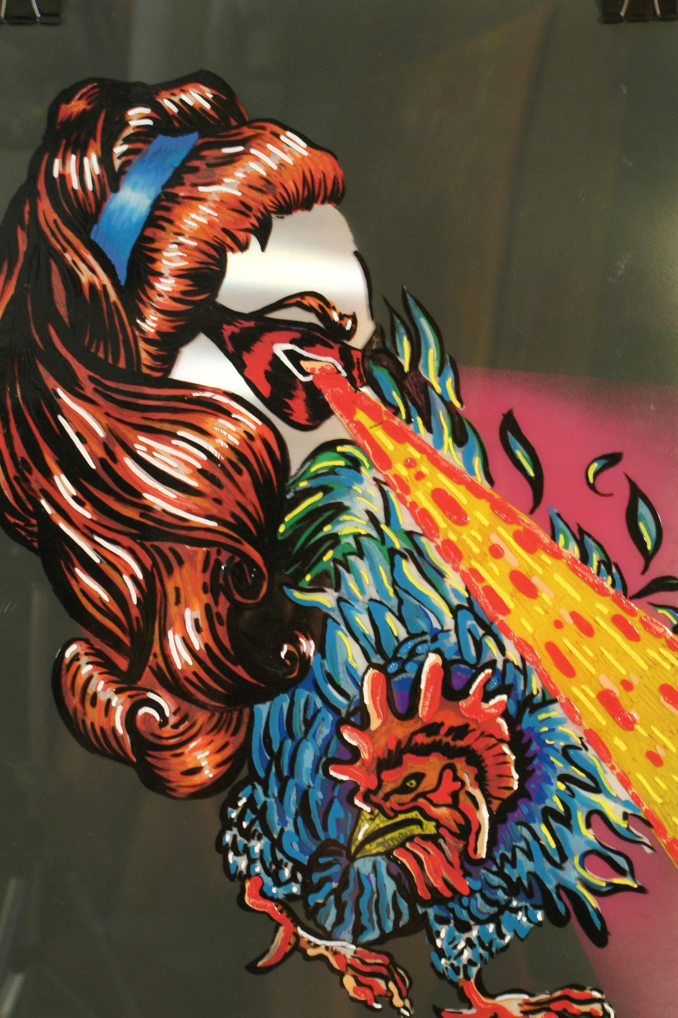 Gamma Girl #2,
2022,
Oil-based enamel on clear acrylic