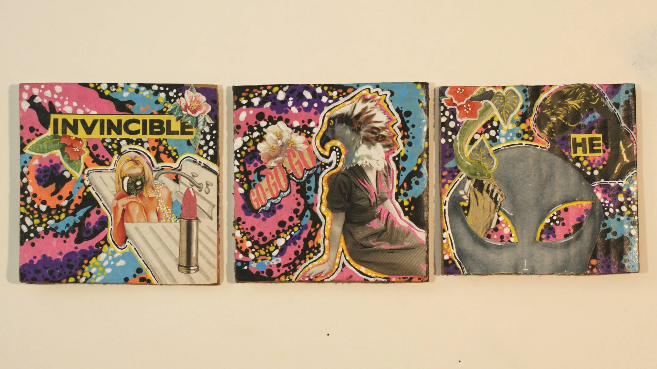 Untitled set #3,
2026,
Mixed media collage on cardboard, sealed in epoxy resin