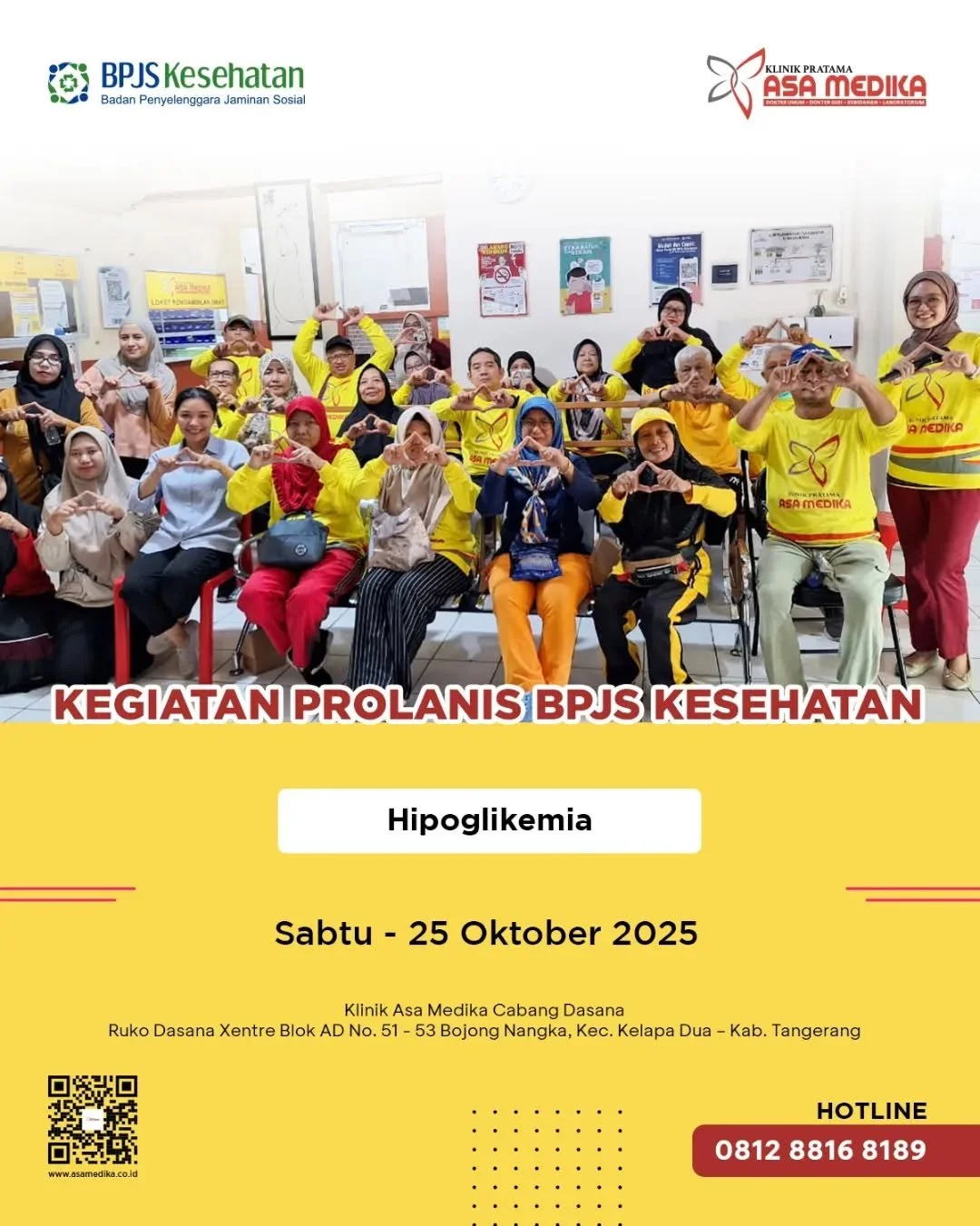 [Klinik Asa Medika | Prolanis Klinik Asa Medika Dasana] 

Harus Sehat dan Bahagia

Klinik Asa Medika Kademangan telah menjalani kegiatan Prolanis pada tanggal 28 Oktober 2025. Kegiatan ini dilaksanakan dengan menyelenggarakan seminar kesehatan yang m