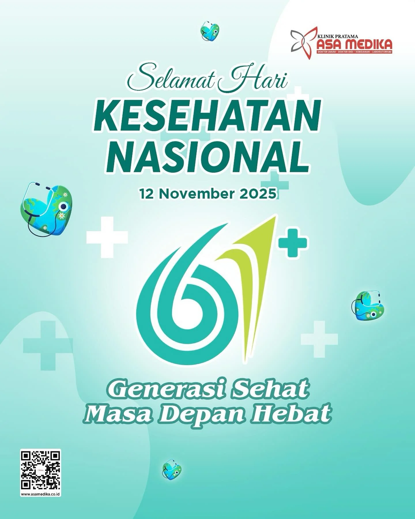 [Klinik Asa Medika | Hari Kesehatan Nasional ke - 61]

Salam Sehat dan Bahagia

Kami segenap keluarga besar Klinik Asa Medika mengucapkan Selamat Hari Kesehatan Nasional ke - 61. 

Kesehatan bukan hanya tentang tidak sakit, tetapi juga tentang kualit