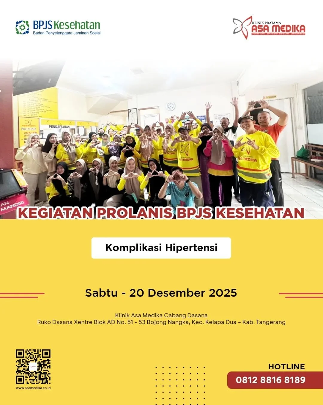 [Klinik Asa Medika | Prolanis Klinik Asa Medika Dasana] 

Harus Sehat dan Bahagia

Klinik Asa Medika Dasana telah menjalani kegiatan Prolanis pada tanggal 20 Desember 2025. Kegiatan ini dilaksanakan dengan menyelenggarakan seminar kesehatan yang meng
