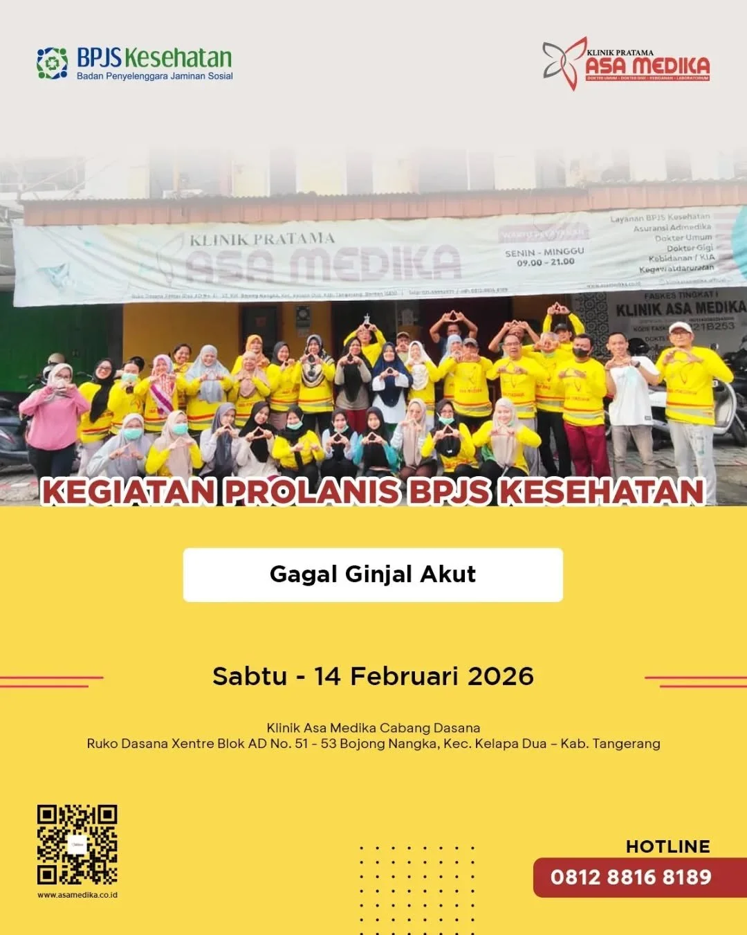 [Klinik Asa Medika | Prolanis Klinik Asa Medika Dasana] 

Harus Sehat dan Bahagia

Klinik Asa Medika Dasana telah menjalani kegiatan Prolanis pada tanggal 24 Januari 2026. Kegiatan ini dilaksanakan dengan menyelenggarakan seminar kesehatan yang mengu