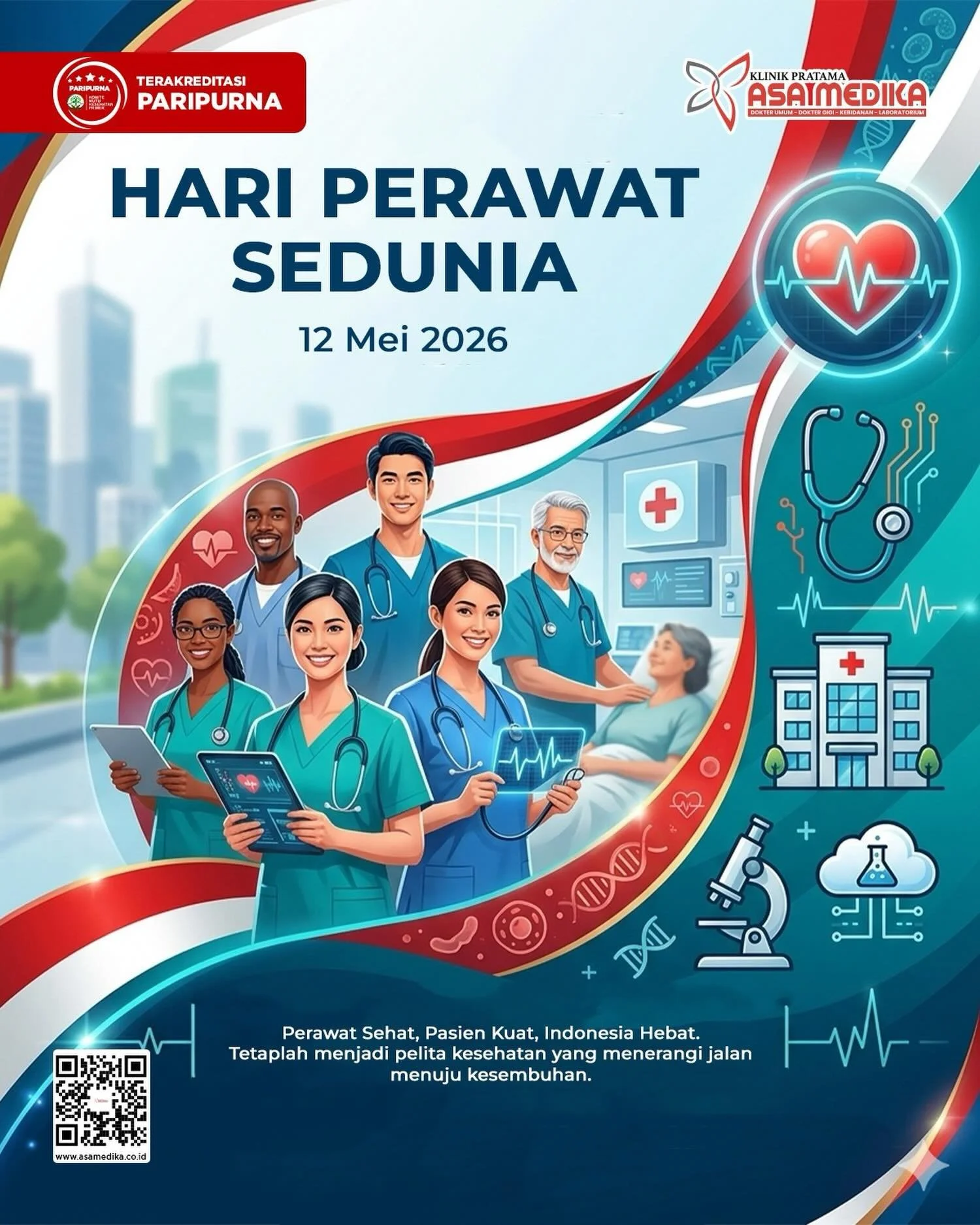 [Klinik Asa Medika | Hari Perawat Sedunia]

Harus Sehat dan Bahagia

Kami segenap keluarga besar Klinik Asa Medika mengucapkan:

&ldquo;Selamat Memperingati Hari Perawat Sedunia&rdquo;

Perawat sehat, Pasien kuat, Indonesia Hebat.

-Cepat, Tepat dan 