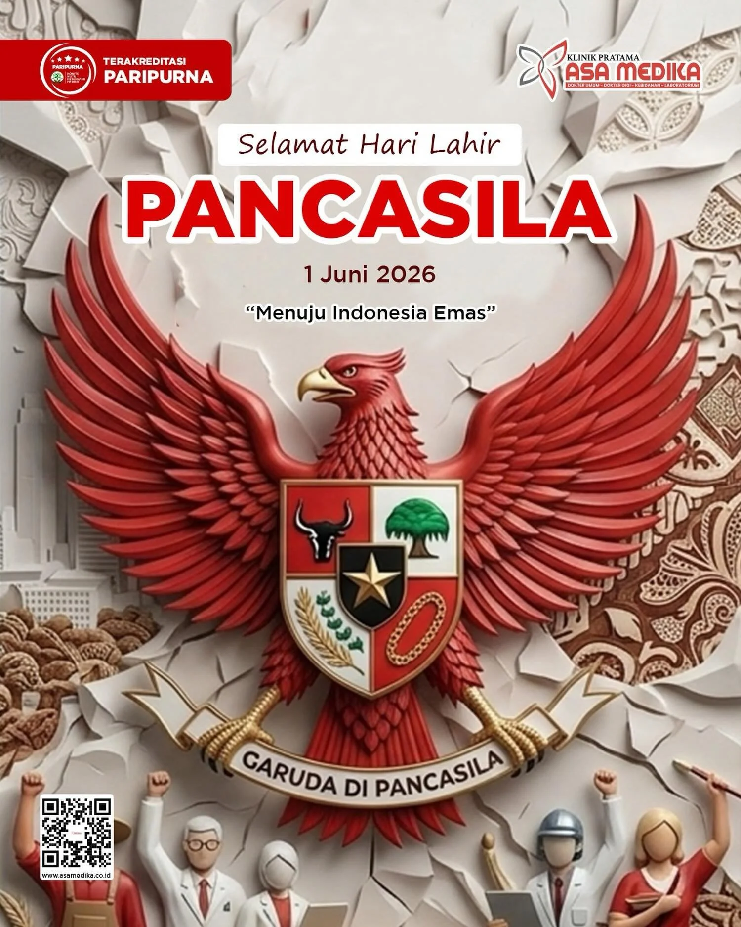 [Klinik Asa Medika | Hari Lahir Pancasila]

Harus Sehat dan Bahagia

Kami segenap keluarga besar Klinik Asa Medika mengucapkan:

&ldquo;Selamat Memperingati Hari Lahir Pancasila&rdquo;

-Cepat, Tepat dan Nyaman -

#klinikasamedika #harussehatdanbahag