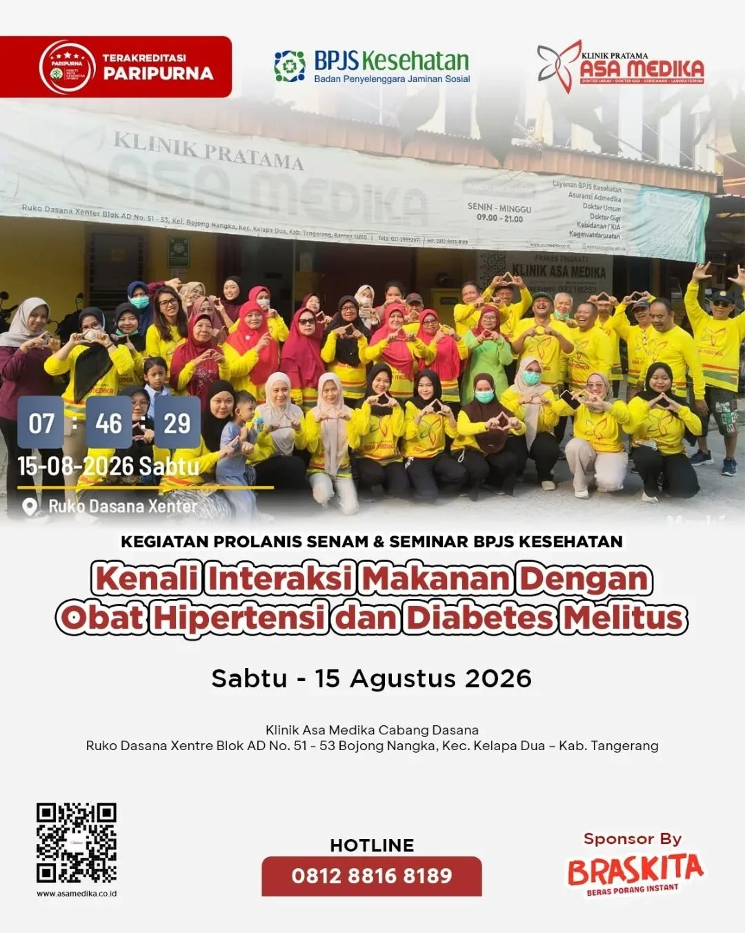 [Klinik Asa Medika | Prolanis Klinik Asa Medika Dasana] 

Harus Sehat dan Bahagia

Klinik Asa Medika Dasana telah menjalani kegiatan Prolanis pada tanggal 15 Agustus 2026. Kegiatan ini dilaksanakan dengan menyelenggarakan seminar kesehatan yang mengu