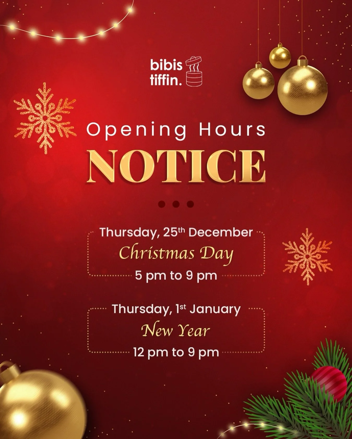 Happy Holidays, everyone! ✨🎉

Just an update on the schedule of both our locations for this festive season 🫶