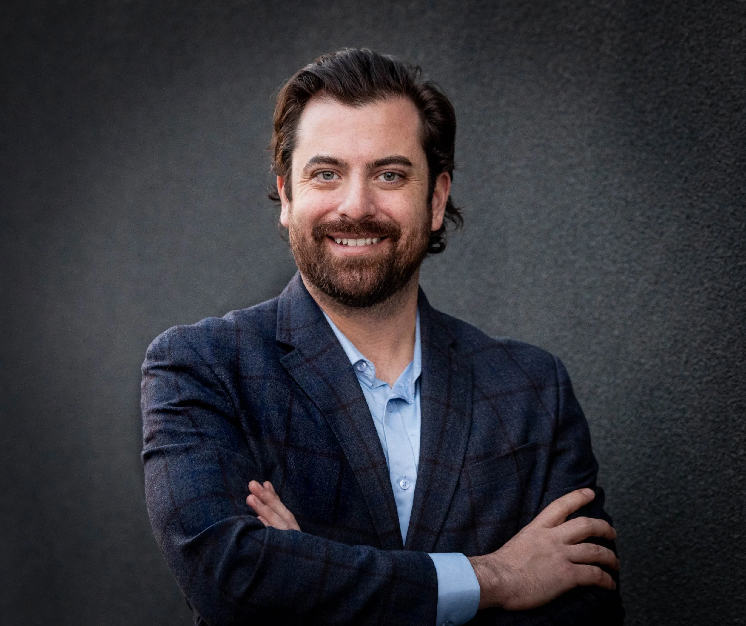 Head shot of man in blue suit in santa fe new mexico